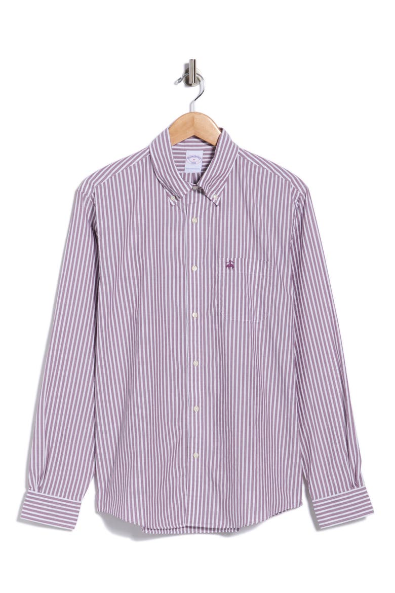 Sport Fit Button Down Collar Shirt, Main, color, PURPLE STRIPE