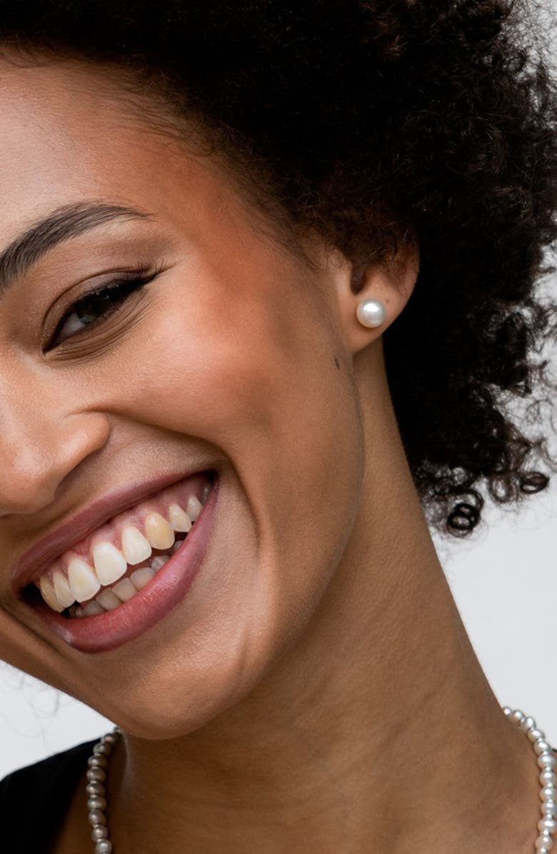 Dower & Hall White Timeless Freshwater Pearl Studs, Alternate, color, Sterling Silver