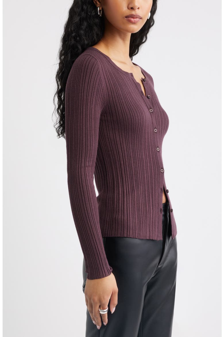 Rib Cardigan, Alternate, color, BURGUNDY FUDGE