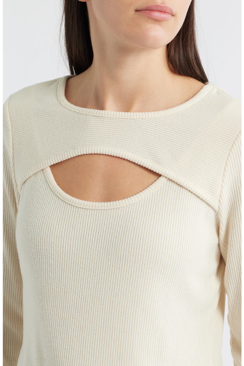 Cutout Rib Top, Alternate, color, CREAM