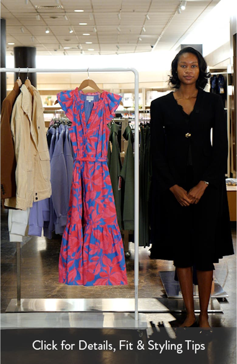 Floral Print Tie Waist Midi Dress, sales video thumbnail
