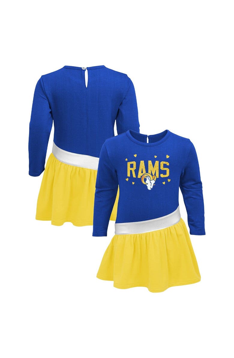 Outerstuff Girls Infant Royal/Gold Los Angeles Rams Heart to Heart Jersey Dress, Main, color, 
