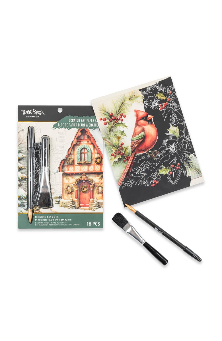 Brea Reese Scratch Art Paper Pad Home For The Holiday 14 6X8", Alternate, color,