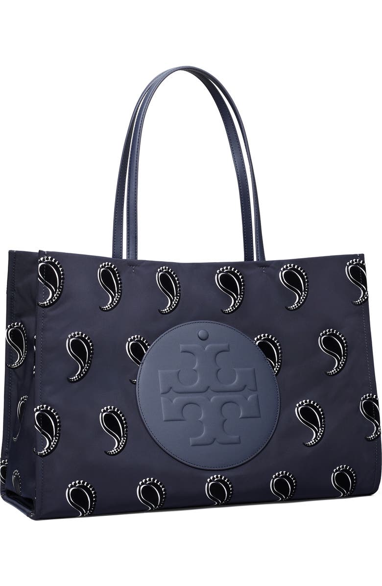 Tory Burch Ella Print Tote, Alternate, color, Medium Navy Pajama Print