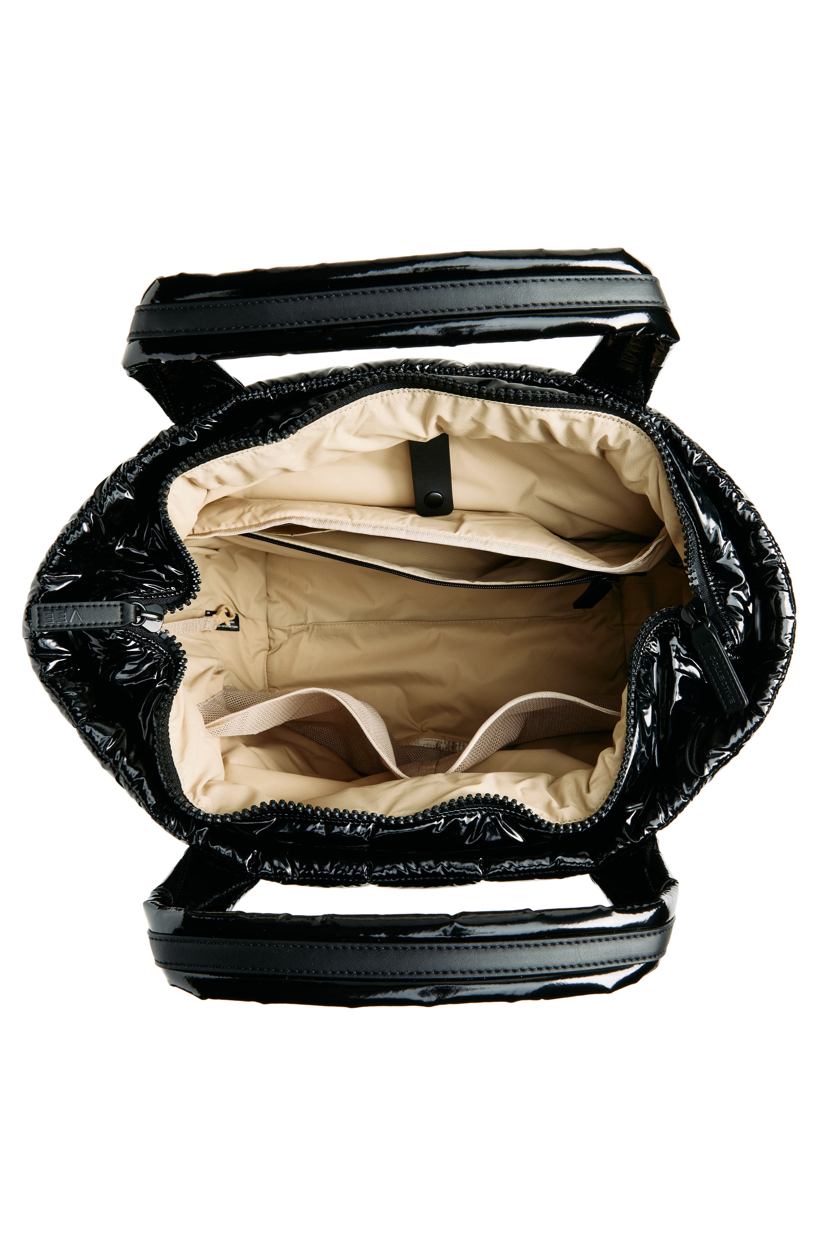 VeeCollective Medium Porter Water Repellent Quilted Recycled Nylon Tote, Alternate, color, Black Vinyl