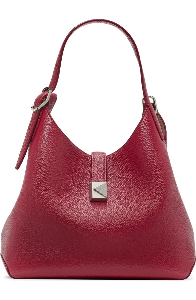Kate Spade New York deco pebbled leather shoulder bag, Main, color, Red Jam