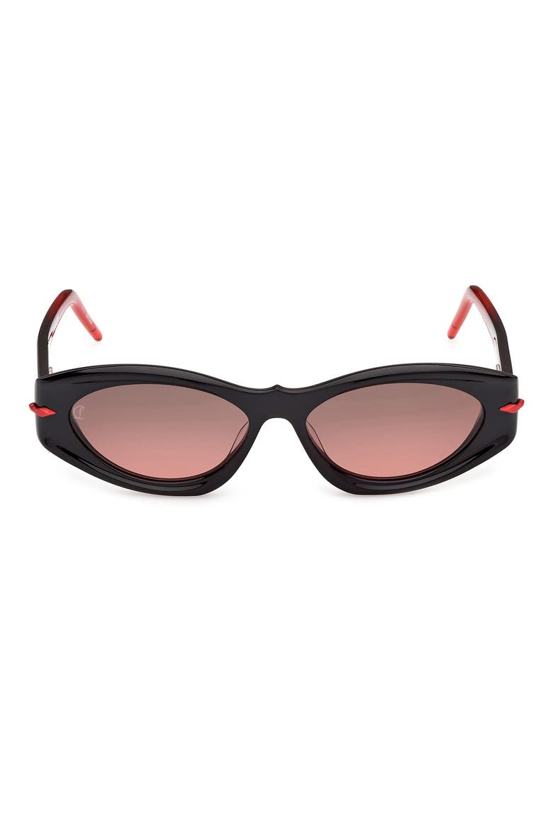 55mm Cat Eye Sunglasses, Main, color, BLACK / BLACK RED / GOLD