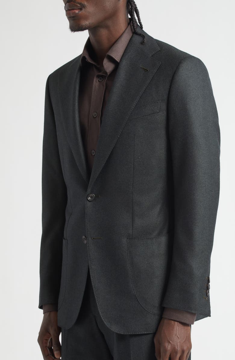 Thom Sweeney Structured Wide Lapel Wool Suit, Alternate, color, Charcoal Green