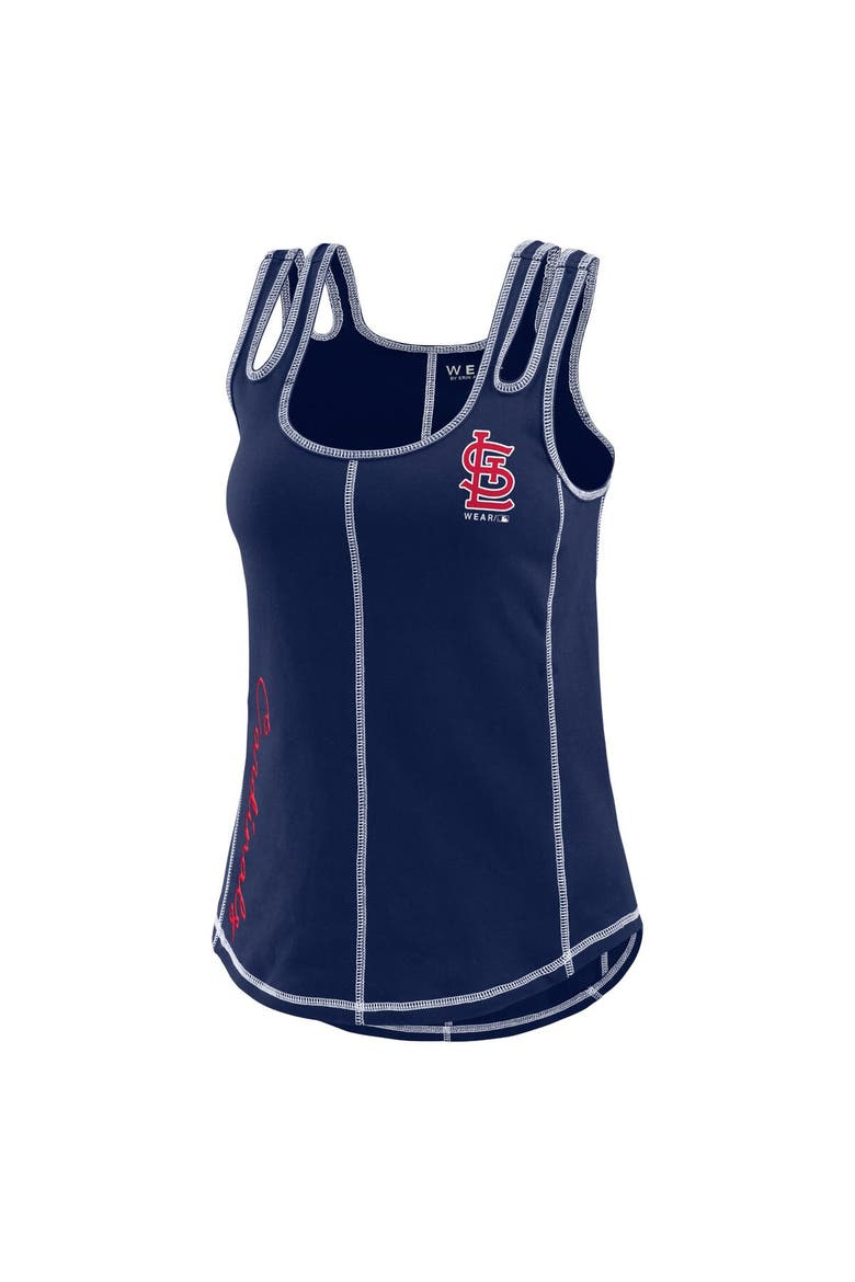 Women's WEAR by Erin Andrews Navy St. Louis Cardinals Contrast Stitch Tank Top, Alternate, color, Navy