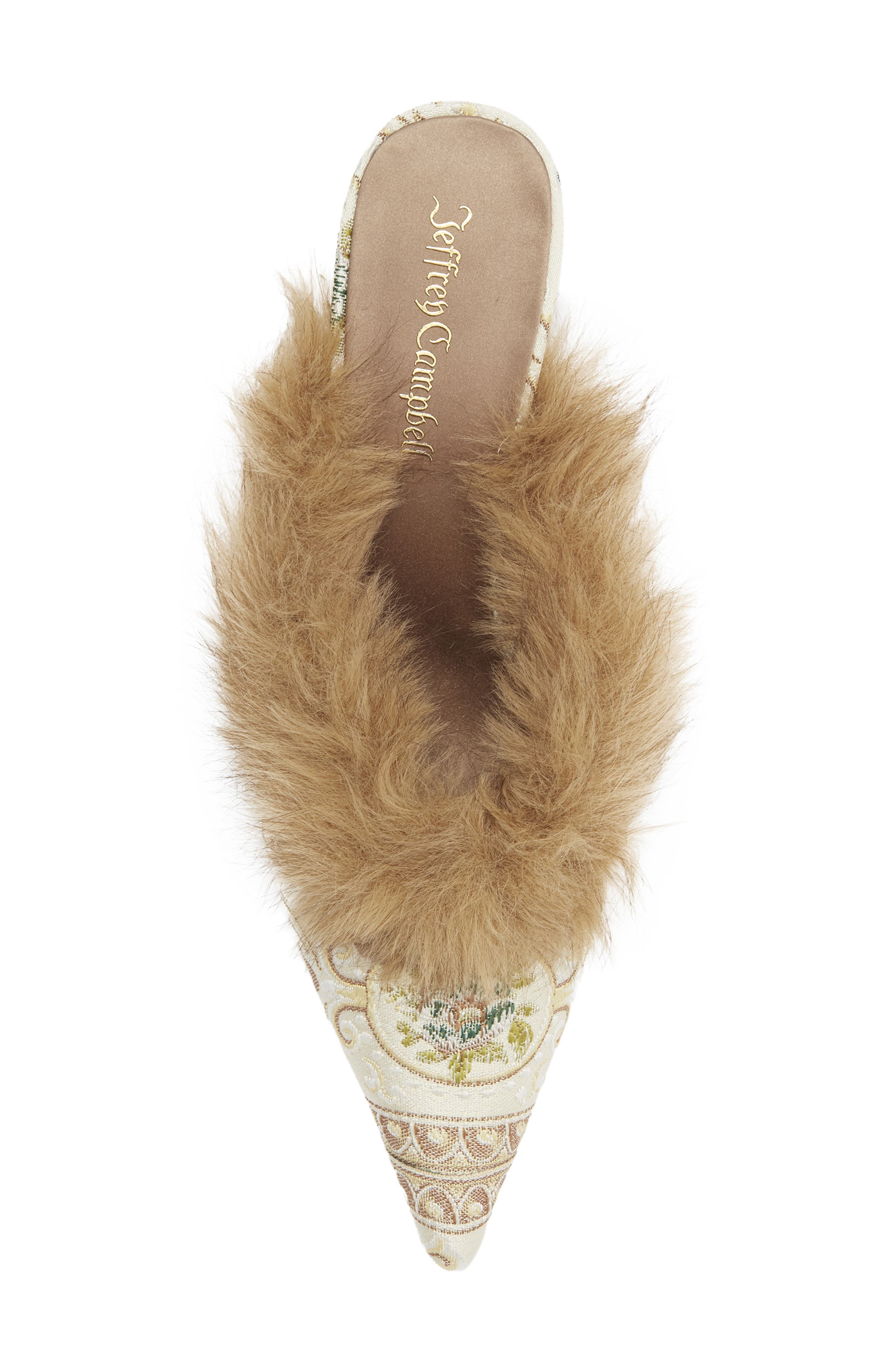 Jeffrey Campbell Rocaille Faux Fur Mule, Alternate, color, Beige Brown Combo