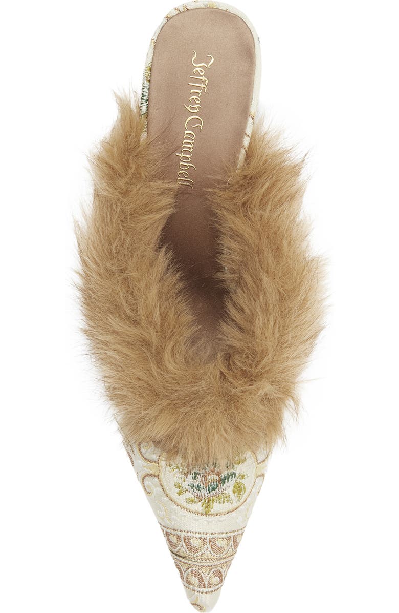 Jeffrey Campbell Rocaille Faux Fur Mule, Alternate, color, Beige Brown Combo