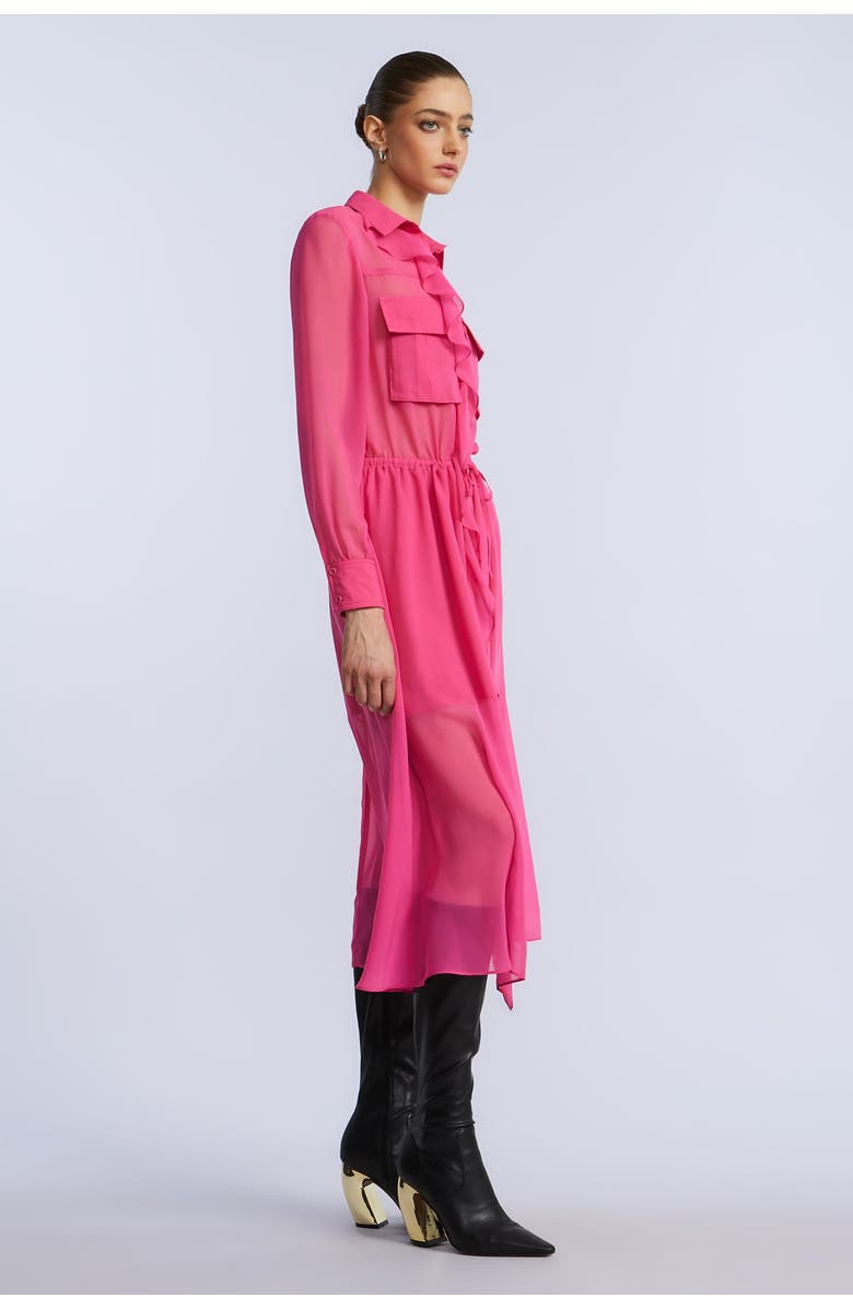 BCBGMAXAZRIA Solid Ruffle Dress, Alternate, color, Fuchsia Purple