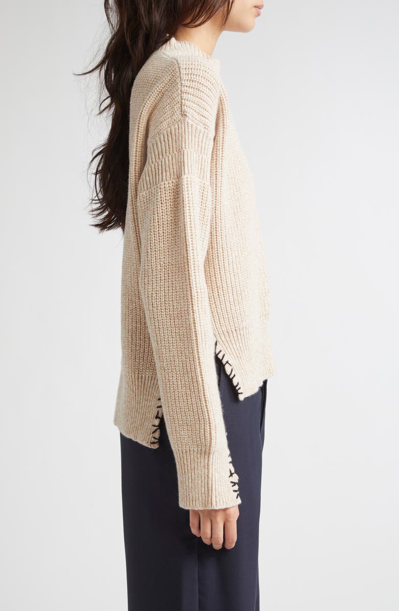 Marni Mending Logo Virgin Wool Mock Neck Sweater, Alternate, color, 00W23 Seashell