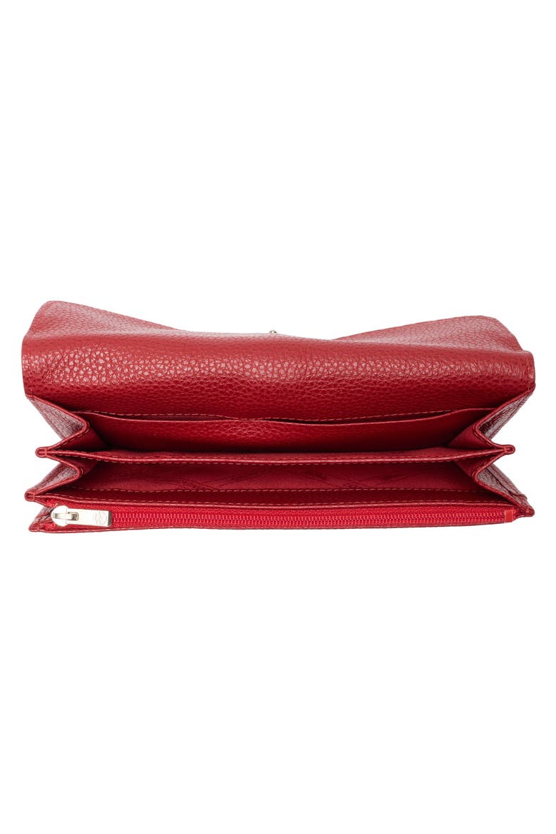 Buckle Leather Wallet, Alternate, color, VERMILLION