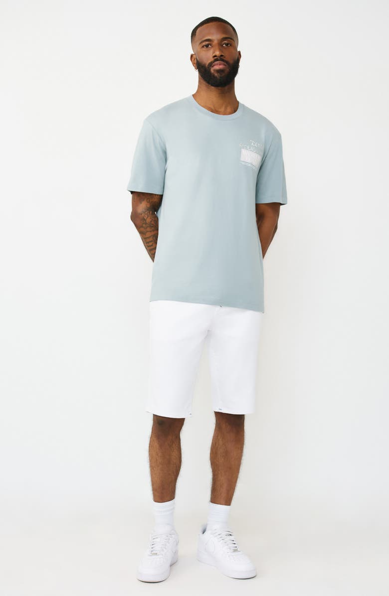 True Religion Rocco Big T Snap Flap Shorts, Alternate, color, Optic White