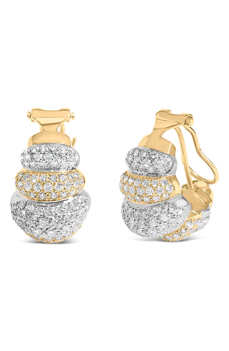 Haus of Brilliance 18K Two-Toned Gold 5.00 Cttw Diamond Three-tier Domed Button Omega Back Earrings, Alternate, color, Yellow