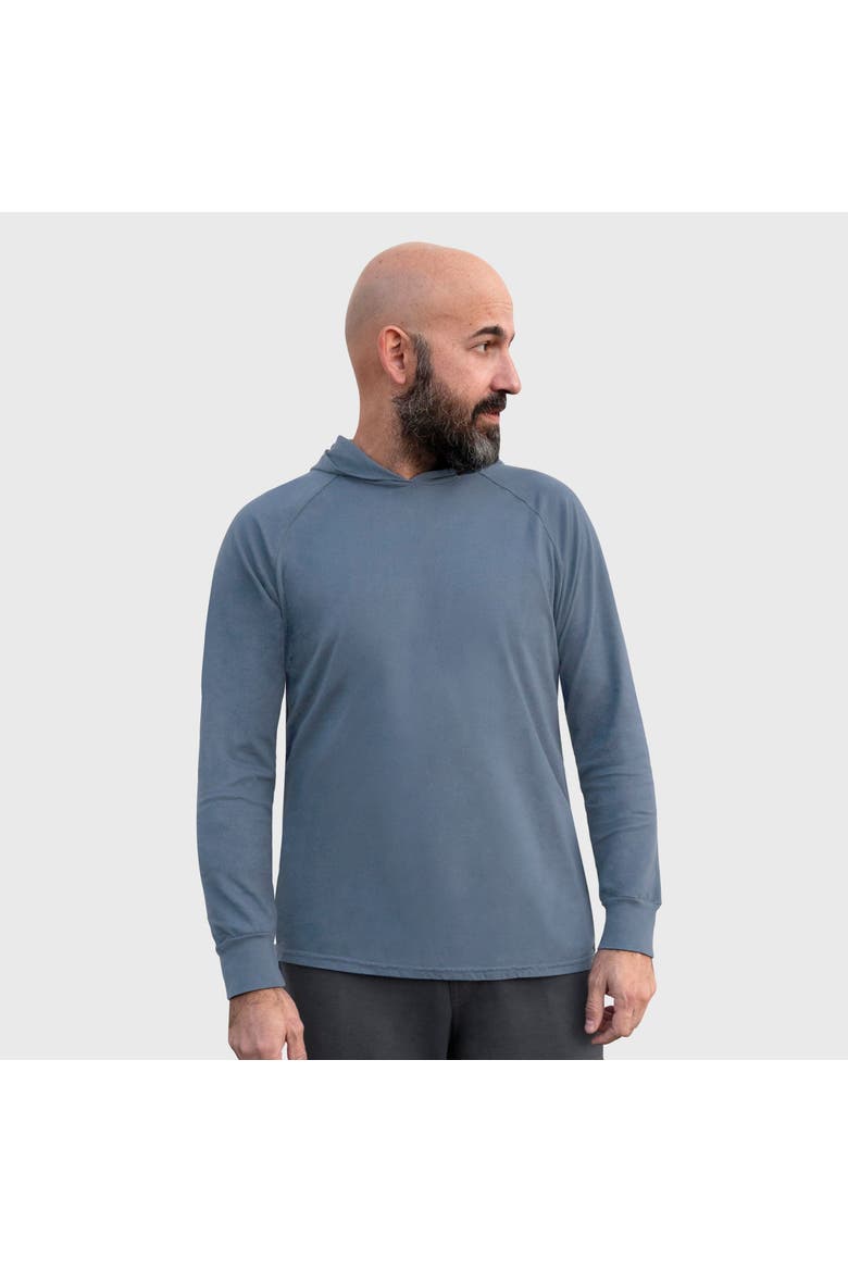 Mens 100% Cotton Midweight Long Sleeve Hooded T-Shirt with Cuffed Sleeves, Main, color, Concrete