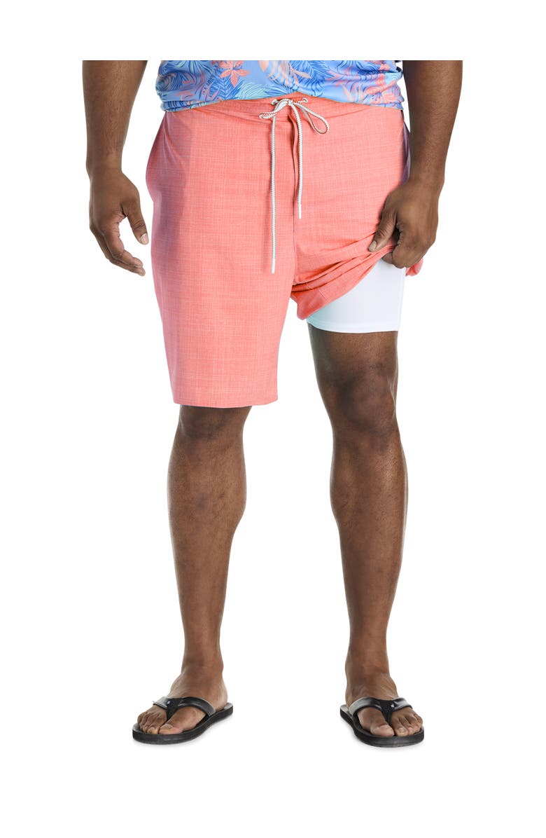 Harbor Bay by DXL Big & Tall Crosshatched Swim Trunks, Alternate, color, Tea Rose