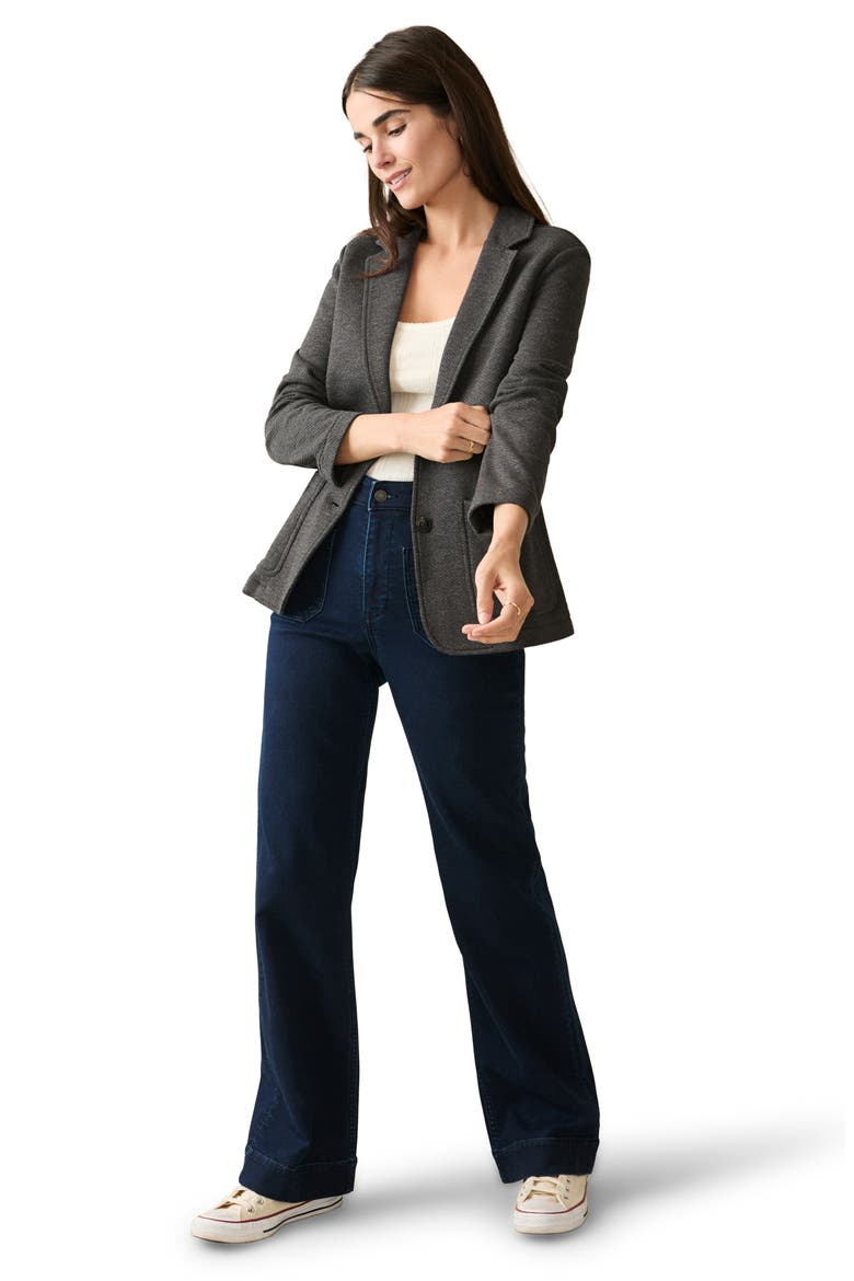 Inlet Cotton Blend Knit Blazer, Alternate, color, BLACK SKY
