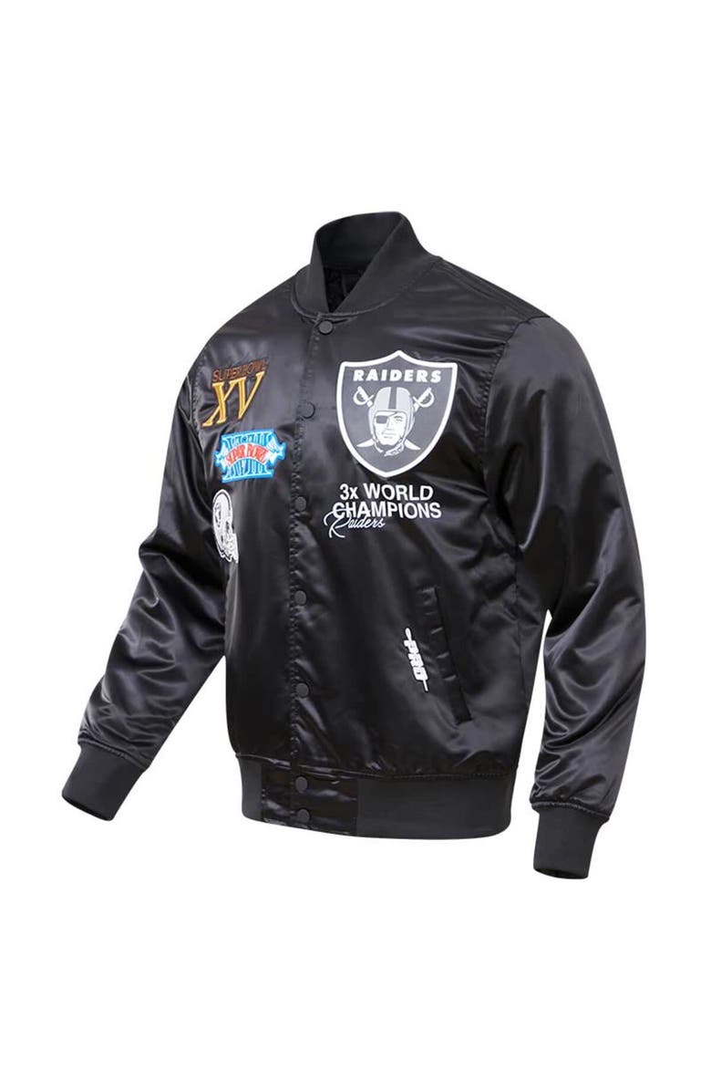 PRO STANDARD Men's Pro Standard Black Las Vegas Raiders Championship Satin Full-Snap Varsity Jacket, Alternate, color,