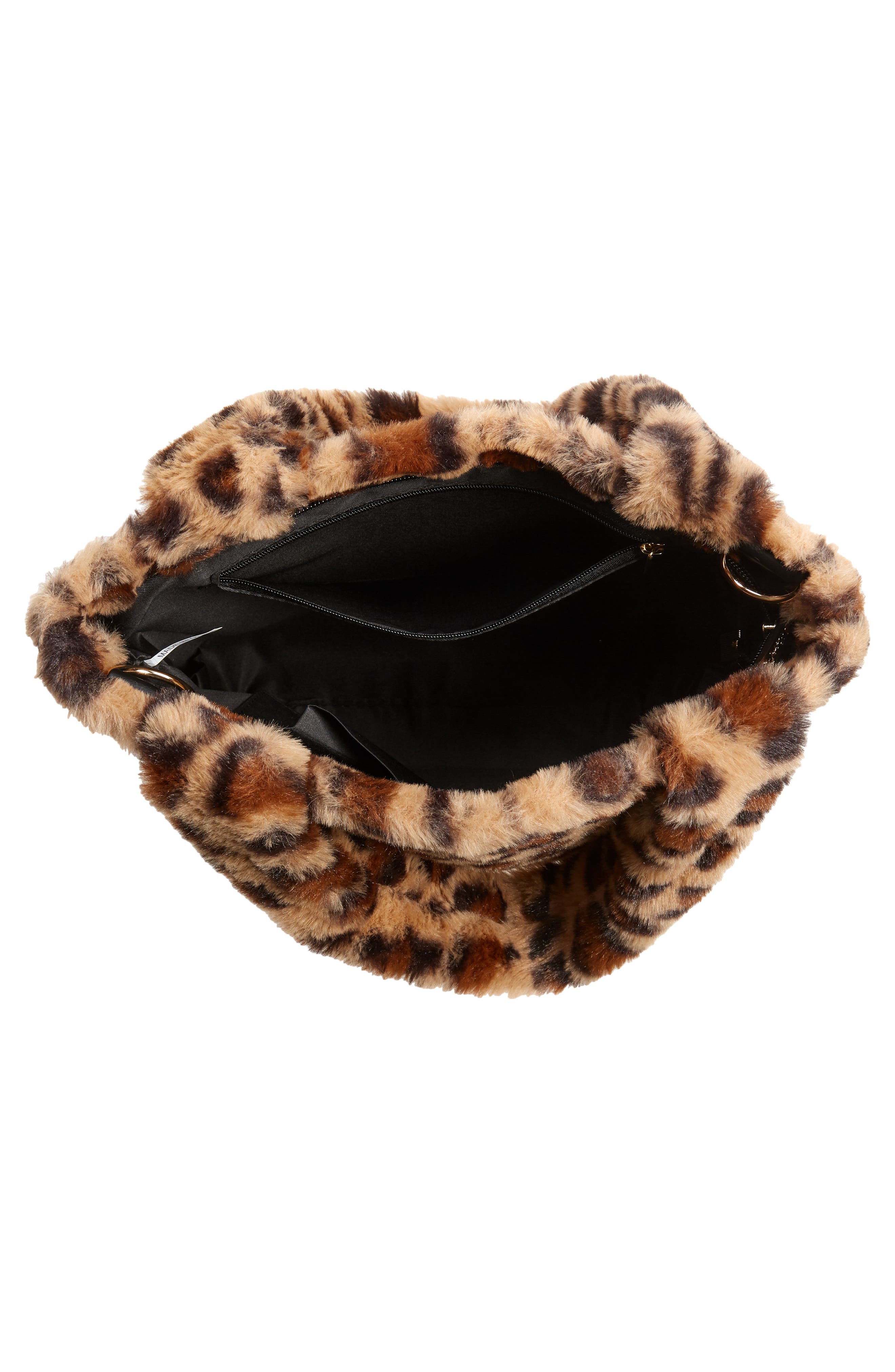 Bari Lynn Plush Leopard Print Faux Fur Crossbody Bag, Alternate, color, 