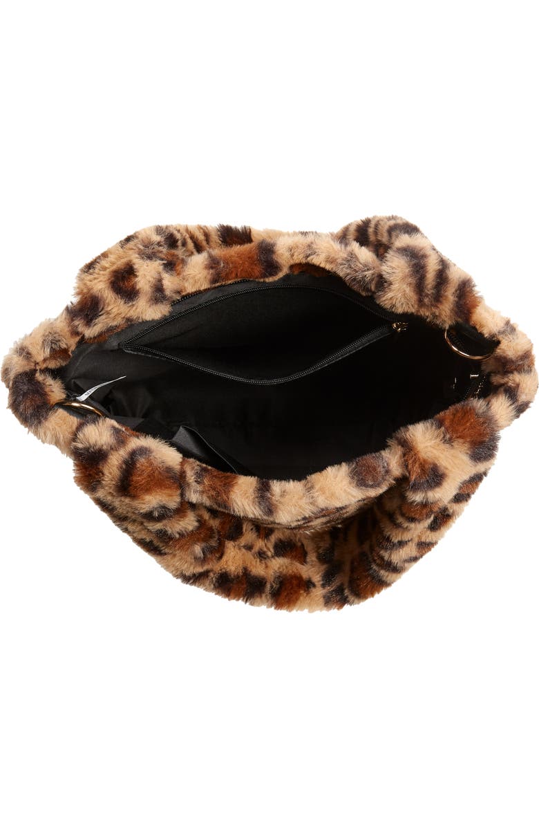 Bari Lynn Plush Leopard Print Faux Fur Crossbody Bag, Alternate, color,