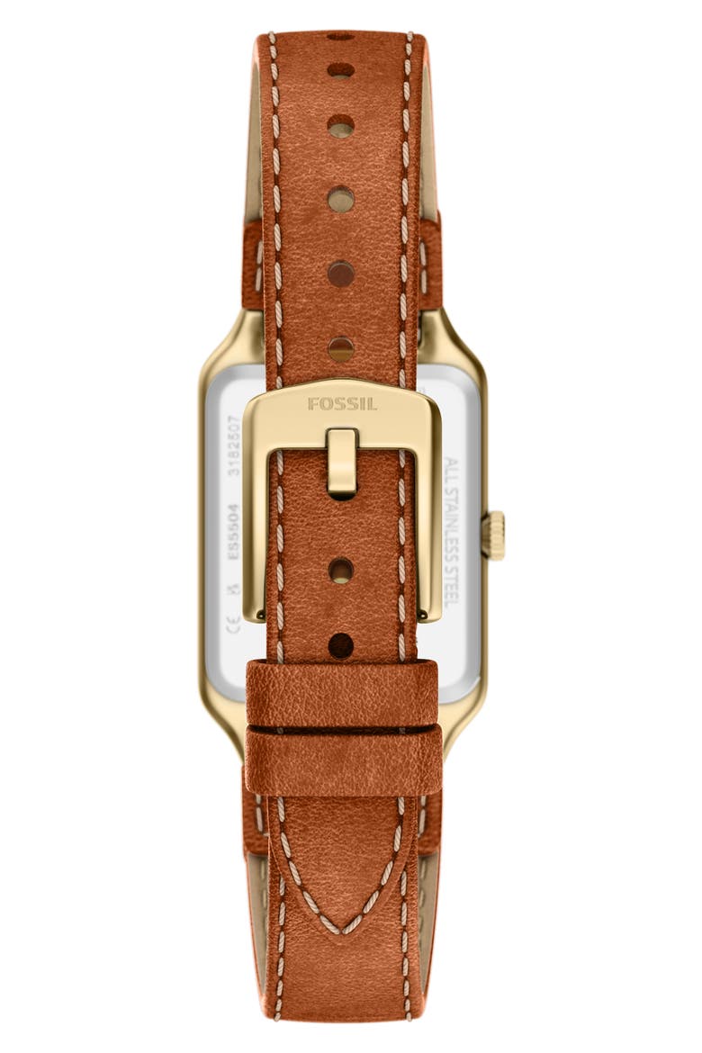 Raquel Leather Strap Watch, 23mm x 38mm, Alternate, color, GOLD/ TAN
