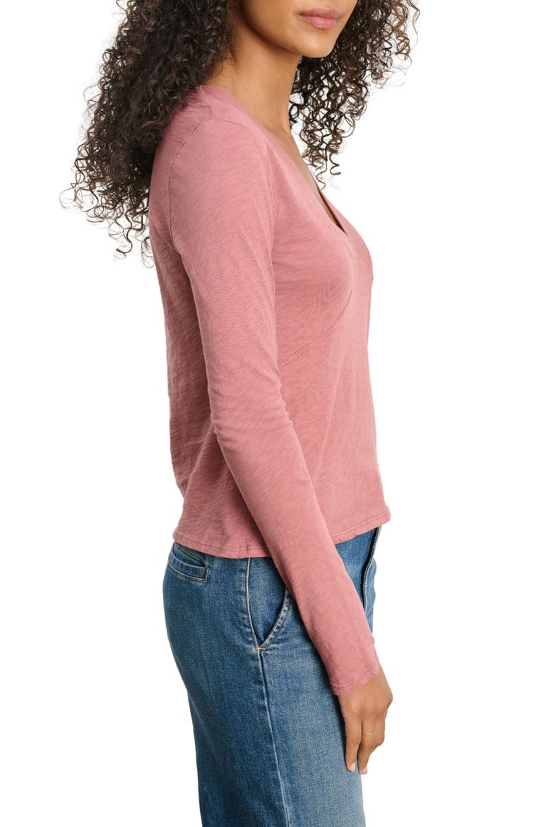 Cotton Slub V-Neck Tee, Alternate, color, DK BLSH PN
