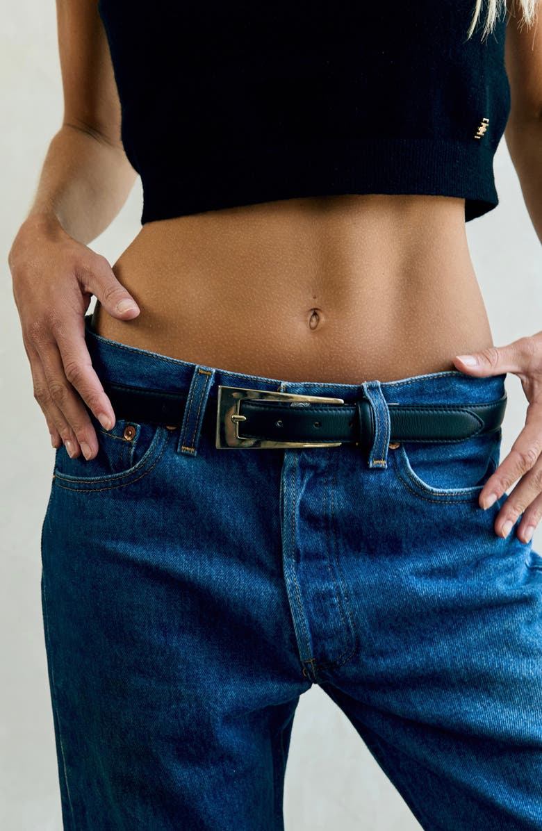 AUREUM No. 10 Leather Belt, Alternate, color, Black Gold