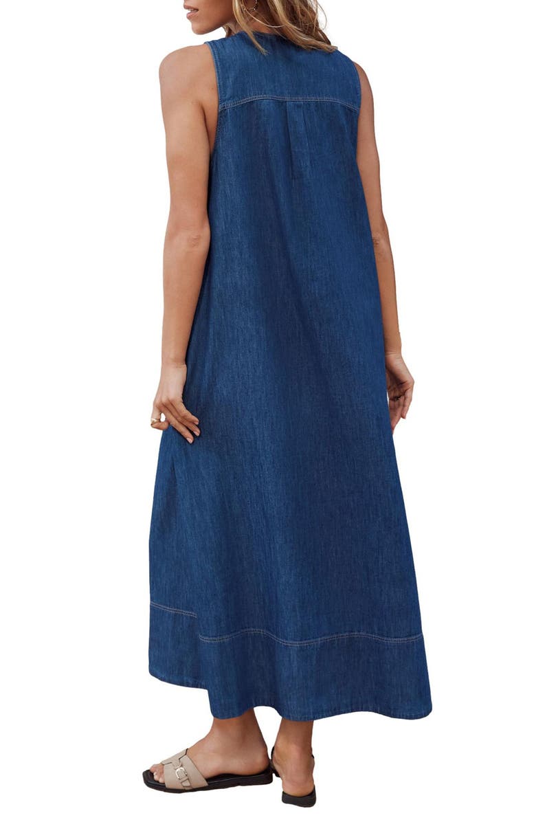NEXT V-Neck Denim Maxi Dress with Pockets, Alternate, color,