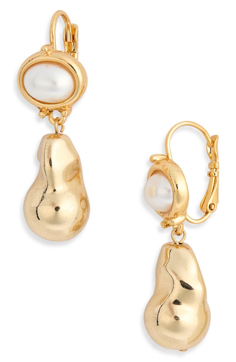 Kenneth Jay Lane Faux Pearl Nugget Drop Earrings, Main, color, 