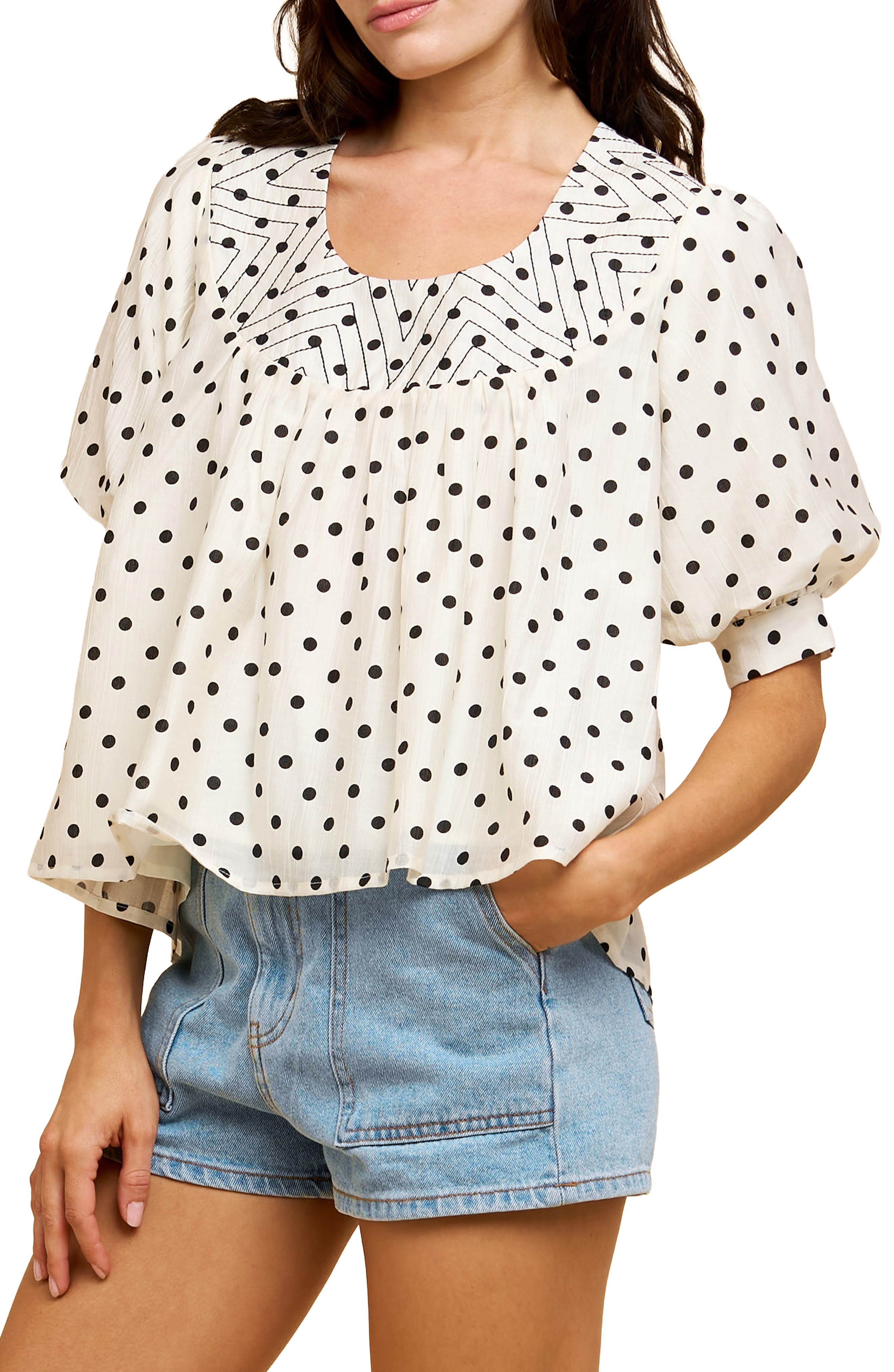 CIEBON Tallulah Polka Dot Top