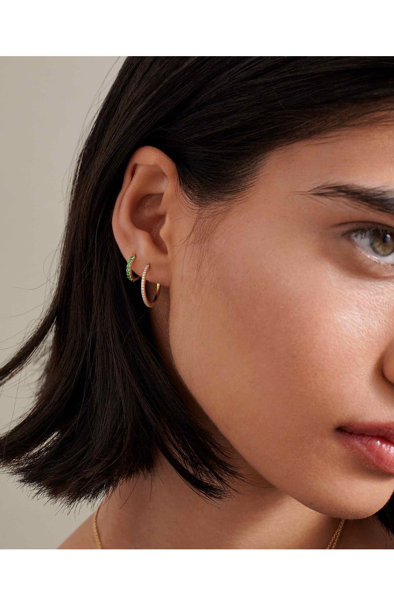 Edge of Ember Emerald Pave Huggie Earrings, Alternate, color, Emerald