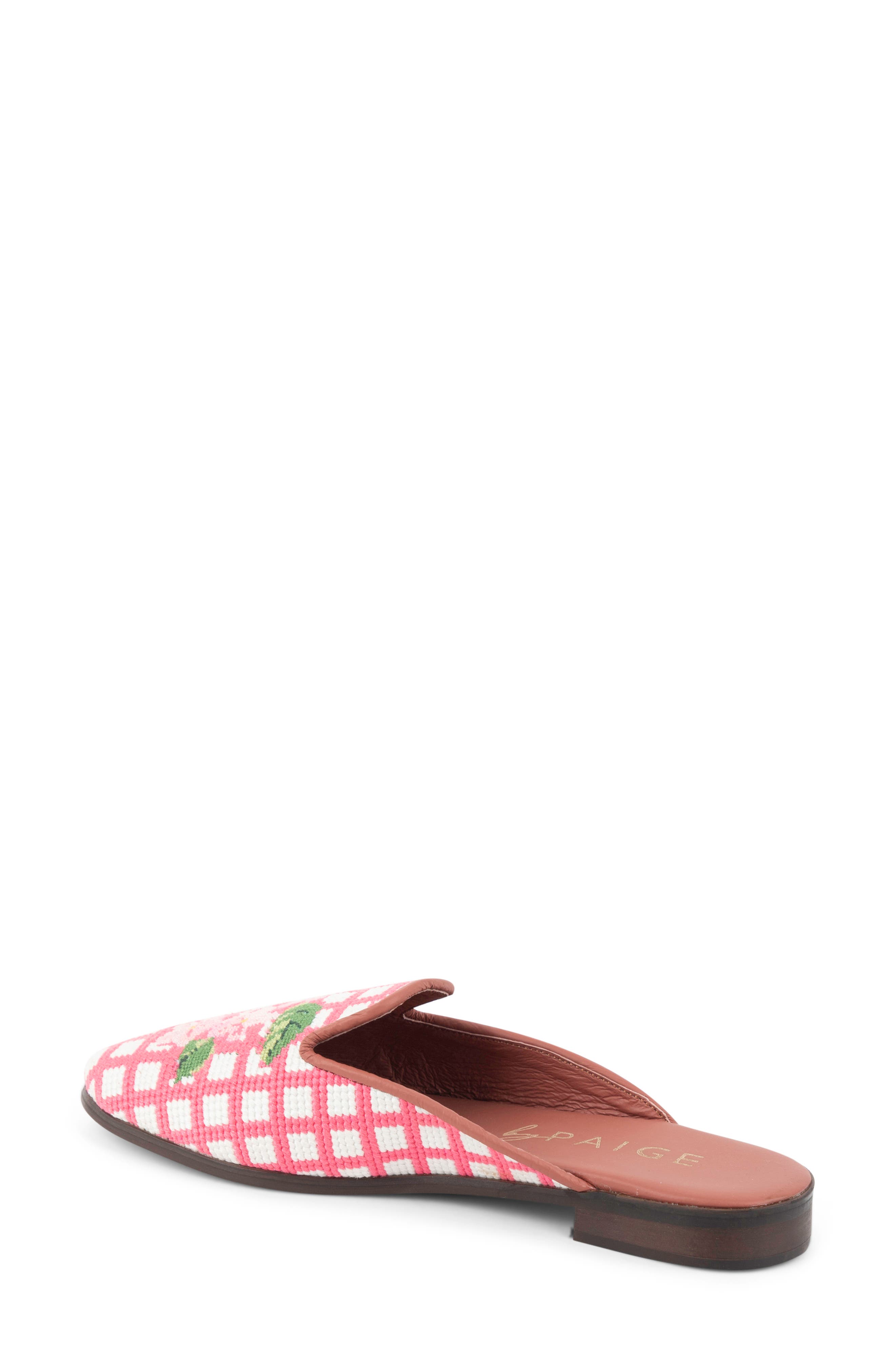 ByPaige Needlepoint Hydrangea Mule, Alternate, color, Pink Hydrangea