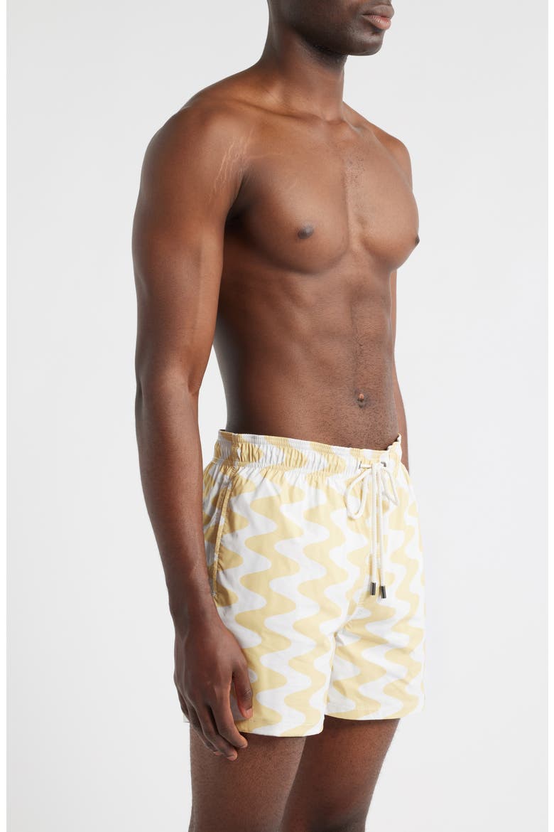 Cruz Wave Print Swim Trunks, Alternate, color, JOJOBA