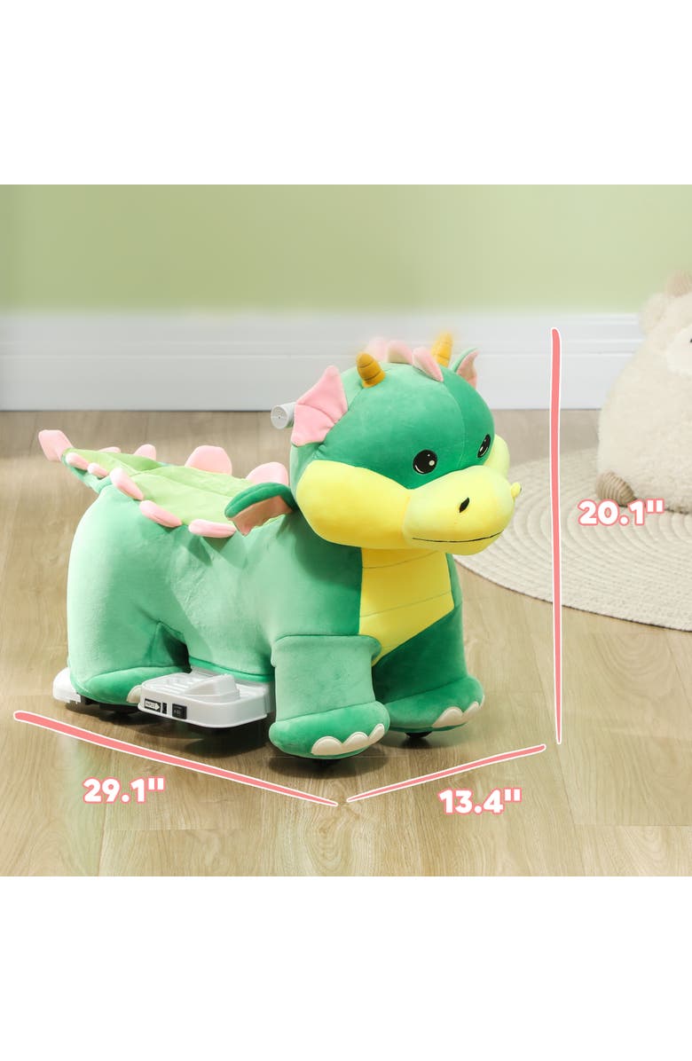 Qaba 6V Kids Ride on Horse with Music, Forward, PU Wheels, Alternate, color, Green