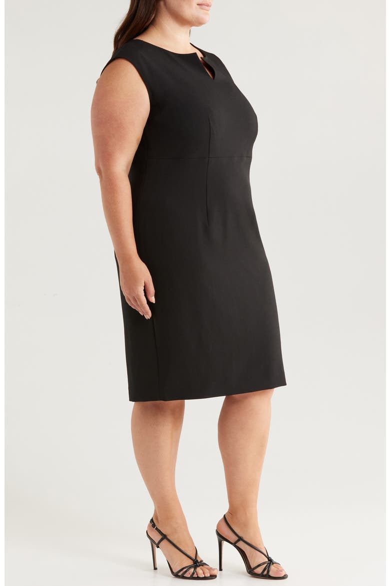 Notch Neckline Sleeveless Sheath Dress, Alternate, color, BLACK