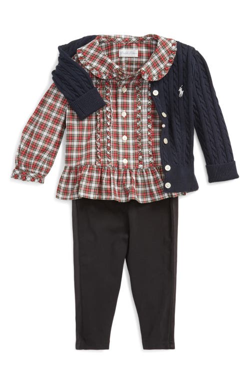 Ralph Lauren Cotton Mini Cable Cardigan In Blue