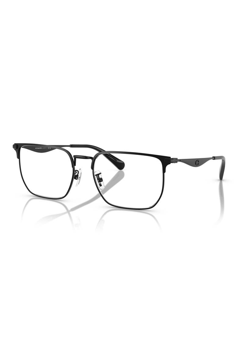 57mm Rectangular Optical Glasses, Alternate, color, SATIN BLACK / DEMO LENS