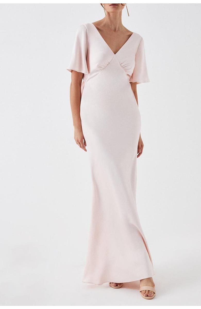 Coast Tie Back Satin Bridesmaid Dress, Alternate, color, Blush