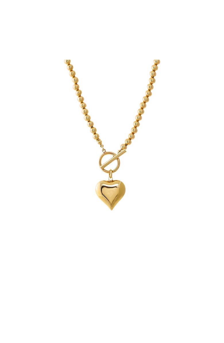 BY ADINA EDEN Beaded Heart Toggle Necklace, Main, color, Gold