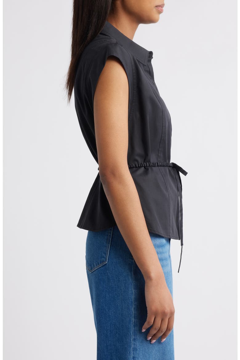 Cap Sleeve Peplum Top, Alternate, color, BLACK
