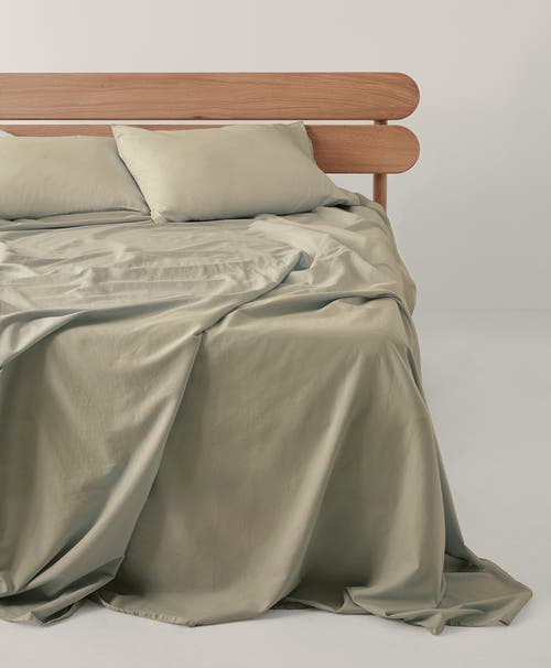 Pact Organic Room Service Sateen Sheet Set In Green
