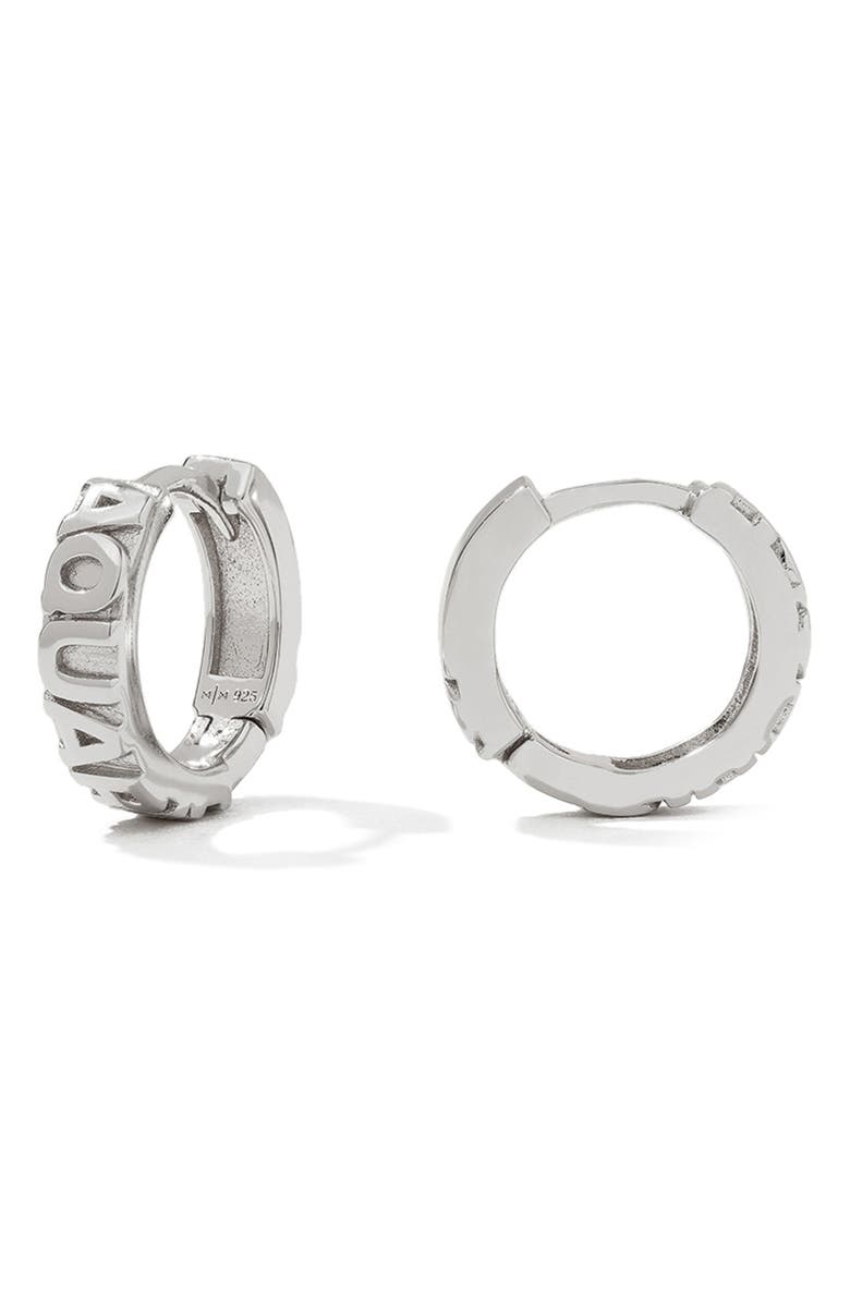 MADE BY MARY Zodiac Sign Hoop Earrings, Main, color, Silver