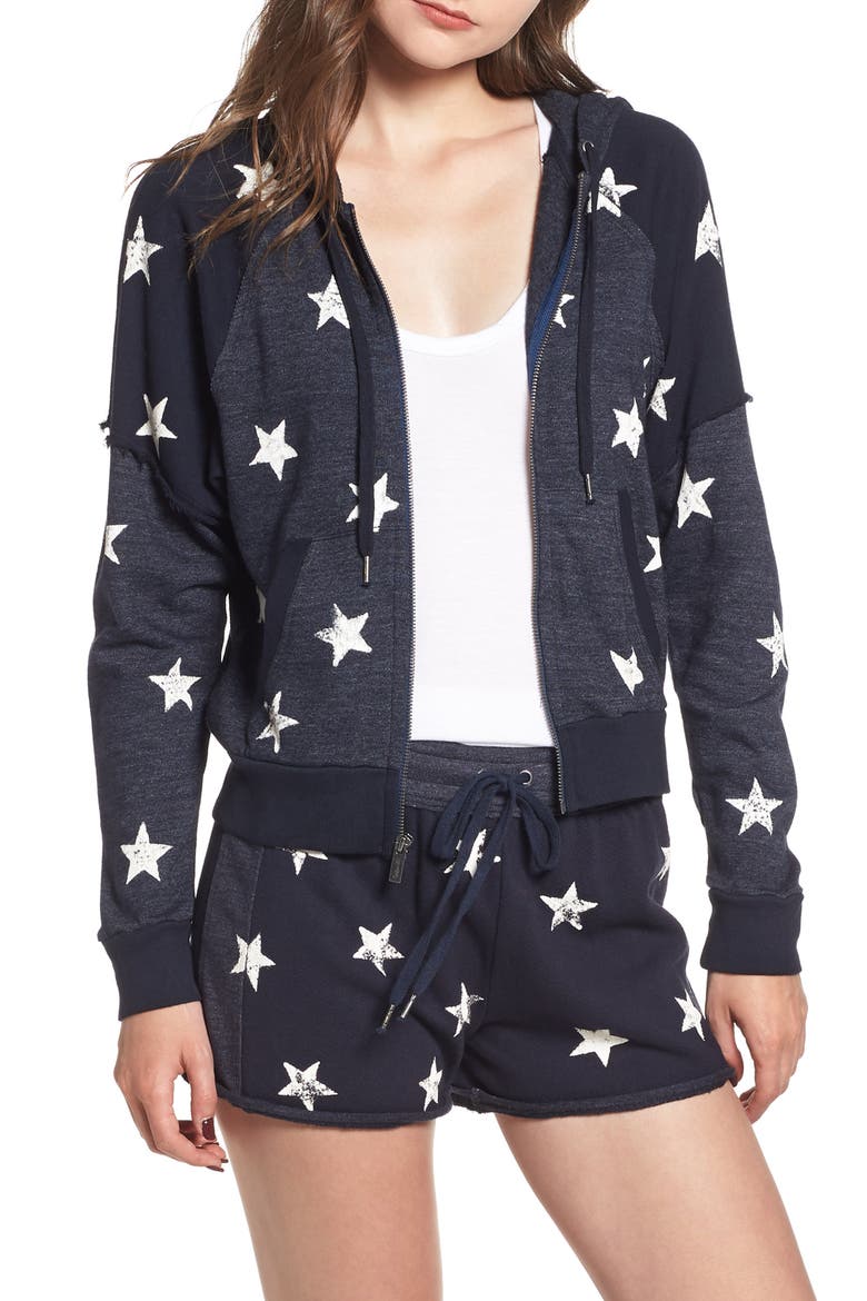 Star Zip-Up Hoodie, Main, color, NAVY/ WHITE