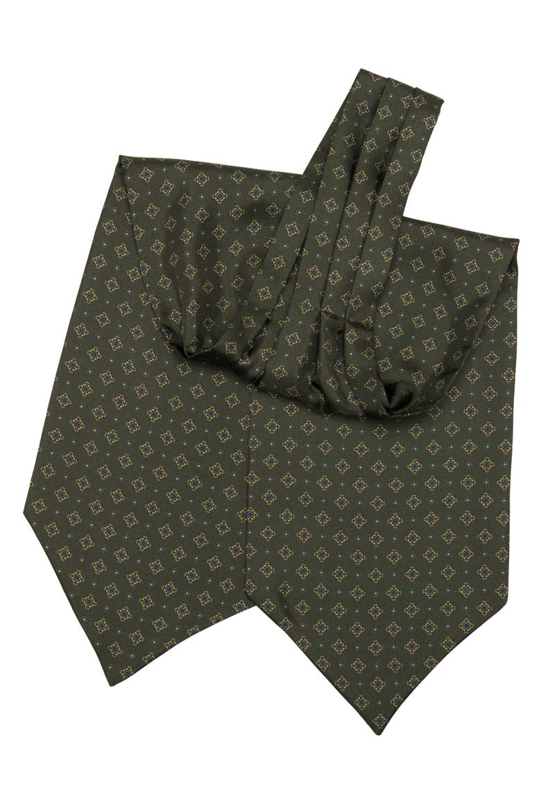 Corbara - Silk Ascot Cravat Tie for Men, Alternate, color, Olive Green
