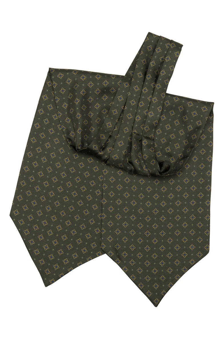 Elizabetta Corbara - Silk Ascot Cravat Tie for Men, Alternate, color, Olive Green