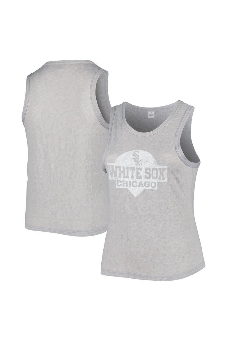 Women's Soft as a Grape Gray Chicago White Sox Plus Size High Neck Tri-Blend Tank Top, Main, color, Gray
