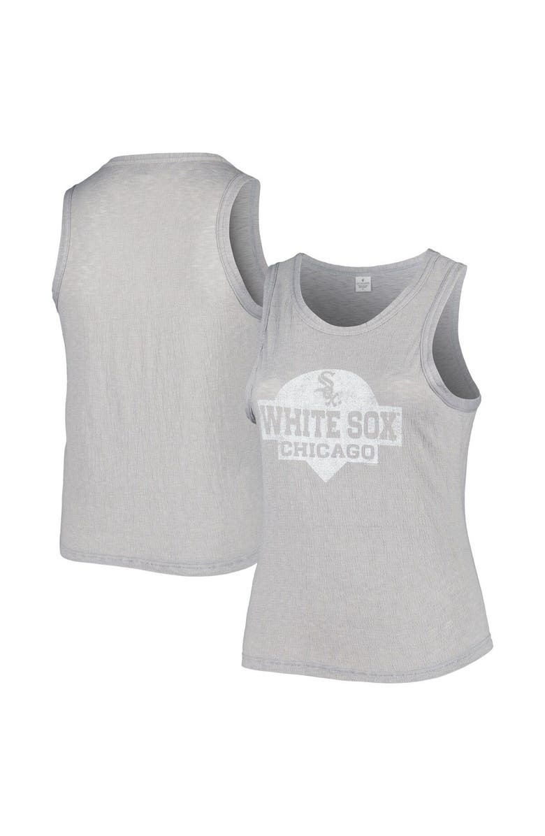 SOFT AS A GRAPE Women's Soft as a Grape Gray Chicago White Sox Plus Size High Neck Tri-Blend Tank Top, Main, color, Gray