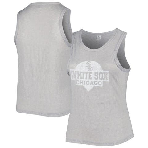 Women's Soft as a Grape Gray Chicago White Sox Plus Size High Neck Tri-Blend Tank Top